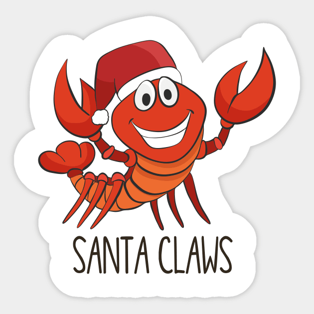 Santa Claws, Cute Funny Lobster Christmas Sticker by Dreamy Panda Designs